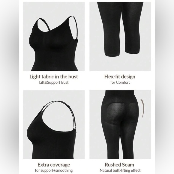 Plus Seamless Body shaper Bust & Butt Lifter Jumpsuit w/ Adjustable Straps - Picture 6 of 11